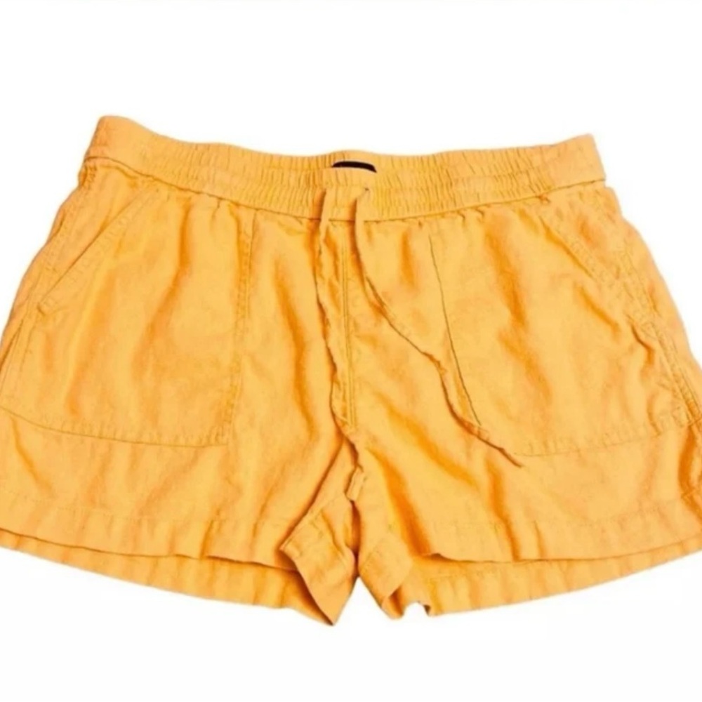J Crew Womens Orange Linen Blend Drawstring Elastic Waist Pockets Shorts Size S